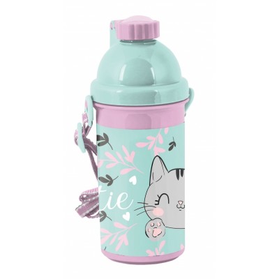 Paso Бутилка за вода CAT, коте, PP21CA-3021, 0.5л. за момиче, зелено и розово PP21CA-3021 Paso Бутилка за вода CAT, коте, PP21CA-3021, 0.5л. за момиче, зелено и розово PP21CA-3021