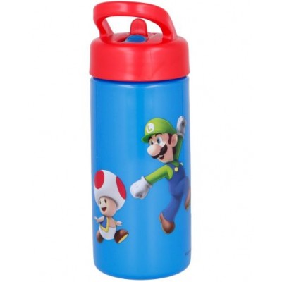 Детска Бутилка със сламка SUPER MARIO , 21401, 410мл. за момче, синьо и червено 21401 Детска Бутилка със сламка SUPER MARIO , 21401, 410мл. за момче, синьо и червено 21401