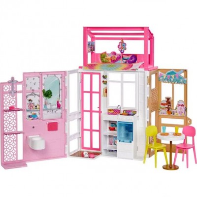 Mattel Къща за кукли Barbie преносима на 2 етажа, с аксесоари, момиче, многоцветна R 194735007653 Mattel Къща за кукли Barbie преносима на 2 етажа, с аксесоари, момиче, многоцветна R 194735007653