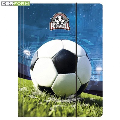 Derform Папка с ластик А4, Football 16, Футбол, 81752, синя за момче 81752 Derform Папка с ластик А4, Football 16, Футбол, 81752, синя за момче 81752