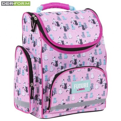 Derform Ученическа Ергономична раница кутия, DF 22 Pink Cats,Котки, 81202, за момиче, розова 81202 Derform Ученическа Ергономична раница кутия, DF 22 Pink Cats,Котки, 81202, за момиче, розова 81202