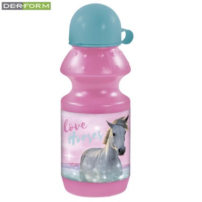 Derform Детска Бутилка за вода Horses 22, Коне, 350мл., 82148, розова, многоцветна 82148 Derform Детска Бутилка за вода Horses 22, Коне, 350мл., 82148, розова, многоцветна 82148