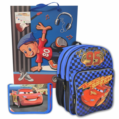 Paso Подаръчен комплект 2 в 1 Gift Bag, Cars Син, DAB162- 1, Раница и Несесер, пълен, за момче DAB162- 1 Paso Подаръчен комплект 2 в 1 Gift Bag, Cars Син, DAB162- 1, Раница и Несесер, пълен, за момче DAB162- 1