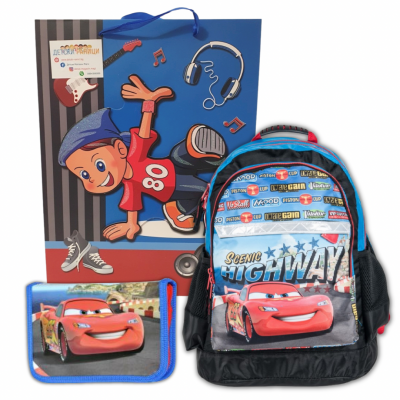 Paso Подаръчен комплект 2 в 1 Gift Bag, Cars Черно и синьо, DAK116 -3 , Раница и Несесер, пълен, за момче DAK116 -3 Paso Подаръчен комплект 2 в 1 Gift Bag, Cars Черно и синьо, DAK116 -3 , Раница и Несесер, пълен, за момче DAK116 -3