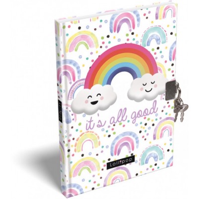 Lizzy Card Таен дневеник А5 с катинар LOLLIPOP ITS ALL GOOD 17536, за момиче, лилав, многоцветен 17536 Lizzy Card Таен дневеник А5 с катинар LOLLIPOP ITS ALL GOOD 17536, за момиче, лилав, многоцветен 17536