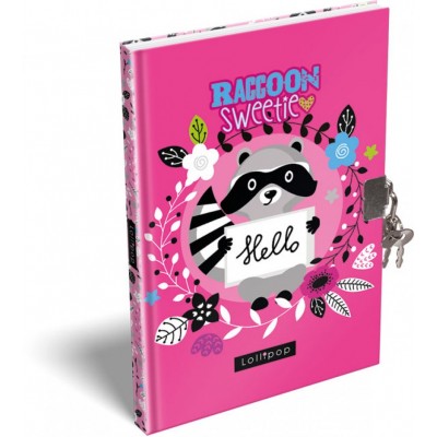 Lizzy Card Таен дневеник А5 с катинар LOLLIPOP RACCOON SWEETIE, 17539, за момиче, розов, многоцветен 17539 Lizzy Card Таен дневеник А5 с катинар LOLLIPOP RACCOON SWEETIE, 17539, за момиче, розов, многоцветен 17539