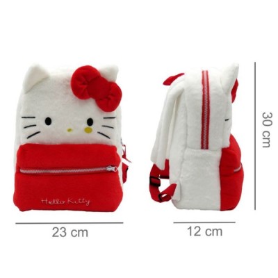Плюшена раничка Hello Kitty с преден джоб, U  MC37-101HK, момиче, бяло и червено