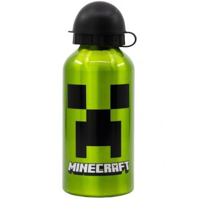 Детска метална Бутилка за вода MINECRAFT , 40734, 400мл. за момче, зелено и черно 40734