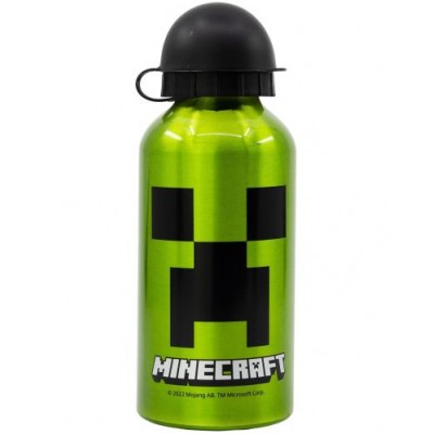 Детска метална Бутилка за вода MINECRAFT , 40734, 400мл. за момче, зелено и черно 40734