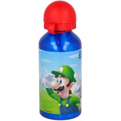 SUPER MARIO детска метална бутилка 400 мл, 21434, момче, синя, многоцветна 21434 SUPER MARIO детска метална бутилка 400 мл, 21434, момче, синя, многоцветна 21434