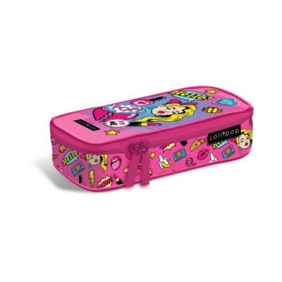 Lizzy Card Ученически овален несесер Comfort , POP , Teen +, празен, 21886654, за момиче, розов, многоцветен 21886654