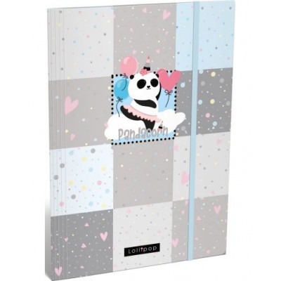 Lizzy card Папка с ластик A4, LOLLIPOP PANDACORN 21874955, за момиче, сиво и синьо 21874955