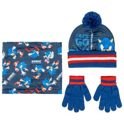 SONIC комплект шапка, шал, ръкавици, T 2200010269, момче, син, многоцветен Т 2200010269 SONIC комплект шапка, шал, ръкавици, T 2200010269, момче, син, многоцветен Т 2200010269