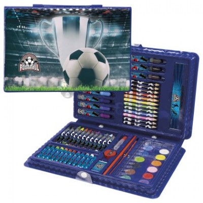Derform, Детски рисувателен комплект 71 ел., FOOTBALL 18, футбол, 97968, момче, син Derform, Детски рисувателен комплект 71 ел., FOOTBALL 18, футбол, 97968, момче, син