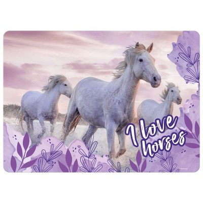 Derform Подложка за бюро ламинирана Horses 25, T 104093, момиче, лилава, многоцветна T 104093 Derform Подложка за бюро ламинирана Horses 25, T 104093, момиче, лилава, многоцветна T 104093