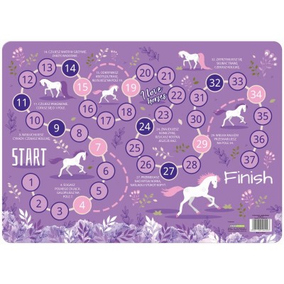 Derform Подложка за бюро ламинирана Horses 25, T 104093, момиче, лилава, многоцветна T 104093 Derform Подложка за бюро ламинирана Horses 25, T 104093, момиче, лилава, многоцветна T 104093