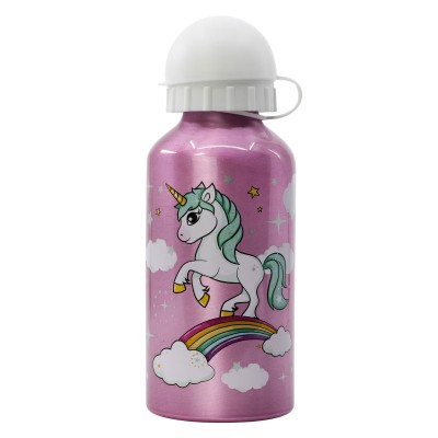 Детска метална Бутилка за вода UNICORN , 09711, 400мл. за момиче, лилава, многоцветна 09711 Детска метална Бутилка за вода UNICORN , 09711, 400мл. за момиче, лилава, многоцветна 09711