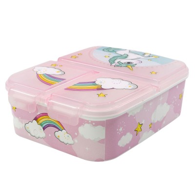 Детска Кутия за сандвичи UNICORN с 3 отделения, 09722, момиче, розова, многоцветна 09722 Детска Кутия за сандвичи UNICORN с 3 отделения, 09722, момиче, розова, многоцветна 09722