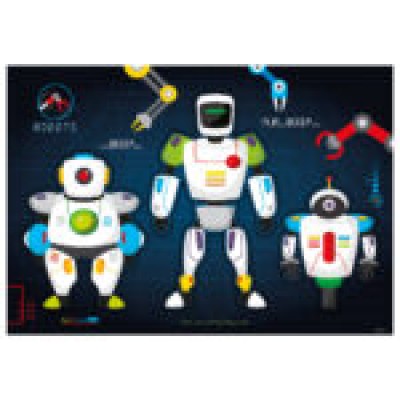 Derform Подложка за бюро ламинирана, Robot, Робот, 81844, за момче, синя 81844 Derform Подложка за бюро ламинирана, Robot, Робот, 81844, за момче, синя 81844