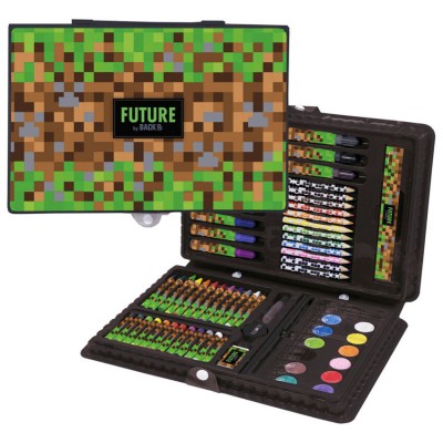 Derform Комплект за рисуване 71 части, Pixels 24, Пиксели, 84166, за момче, зелено и кафяво 84166 Derform Комплект за рисуване 71 части, Pixels 24, Пиксели, 84166, за момче, зелено и кафяво 84166