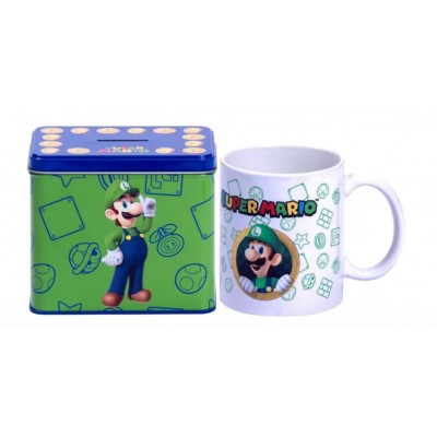 Марка Комплект чаша + касичка Super Mario Bros Luigi , L 8029085817251, момче, бяло и зелено L 8029085817251
