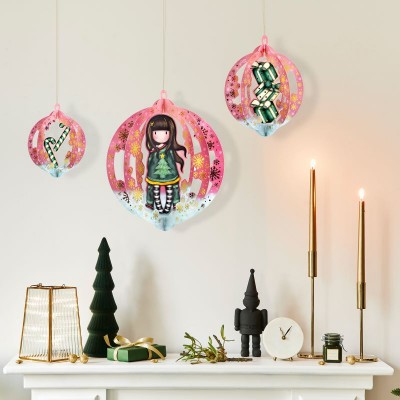 SANTORO GORJUSS Комплект от 3 бр Коледна 3D декорация Santoro Gorjuss Mеrry and Bright - Cosy, U 1223GJ01, многоцветна U 1223GJ01