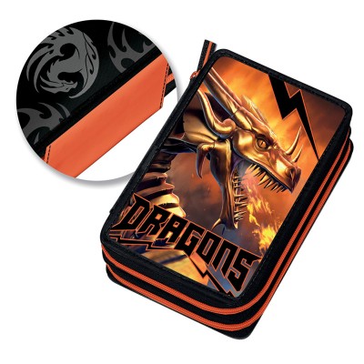 DUNGEONS & DRAGONS Ученически несесер със съдържание и две отделения Dragon, U 231334, момче, черно и оранжево U 231334 DUNGEONS & DRAGONS Ученически несесер със съдържание и две отделения Dragon, U 231334, момче, черно и оранжево U 231334