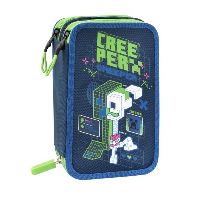 MINECRAFT Ученически несесер Minecraft Creeper Anatomy Neon със съдържание, U 70567, момче, син U 70567 MINECRAFT Ученически несесер Minecraft Creeper Anatomy Neon със съдържание, U 70567, момче, син U 70567