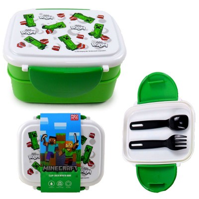 MINECRAFT Сет за храна Minecraft Creeper & TNT с прибори, U LBOX103, зелено и бяло U LBOX103 MINECRAFT Сет за храна Minecraft Creeper & TNT с прибори, U LBOX103, зелено и бяло U LBOX103