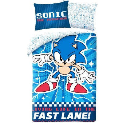 SONIC Детски спален комплект Sonic Fast Lane!, U SHH-168BL, син, многоцветен U SHH-168BL SONIC Детски спален комплект Sonic Fast Lane!, U SHH-168BL, син, многоцветен U SHH-168BL