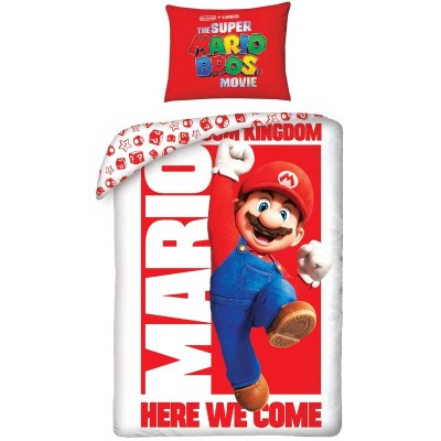 SUPER MARIO Детски спален комплект Super Mario Red, U SMM-001BL, момиче, червено и бяло U SMM-001BL